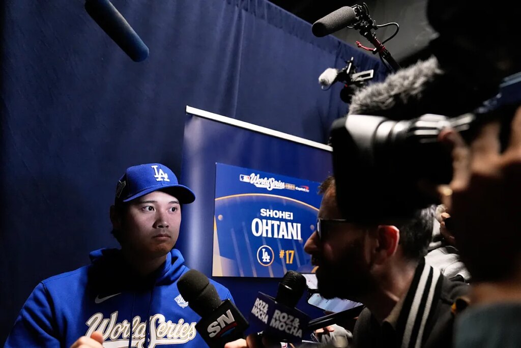 Shohei Ohtani faces a direct question from Vinnie Pasquantino about two unforgettable at-bats