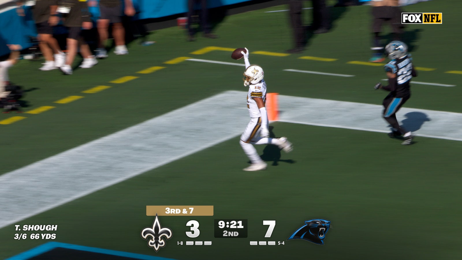 Tyler Shough connects with Chris Olave on 62-yard TD pass, giving Saints lead over Panthers | NFL Highlights
