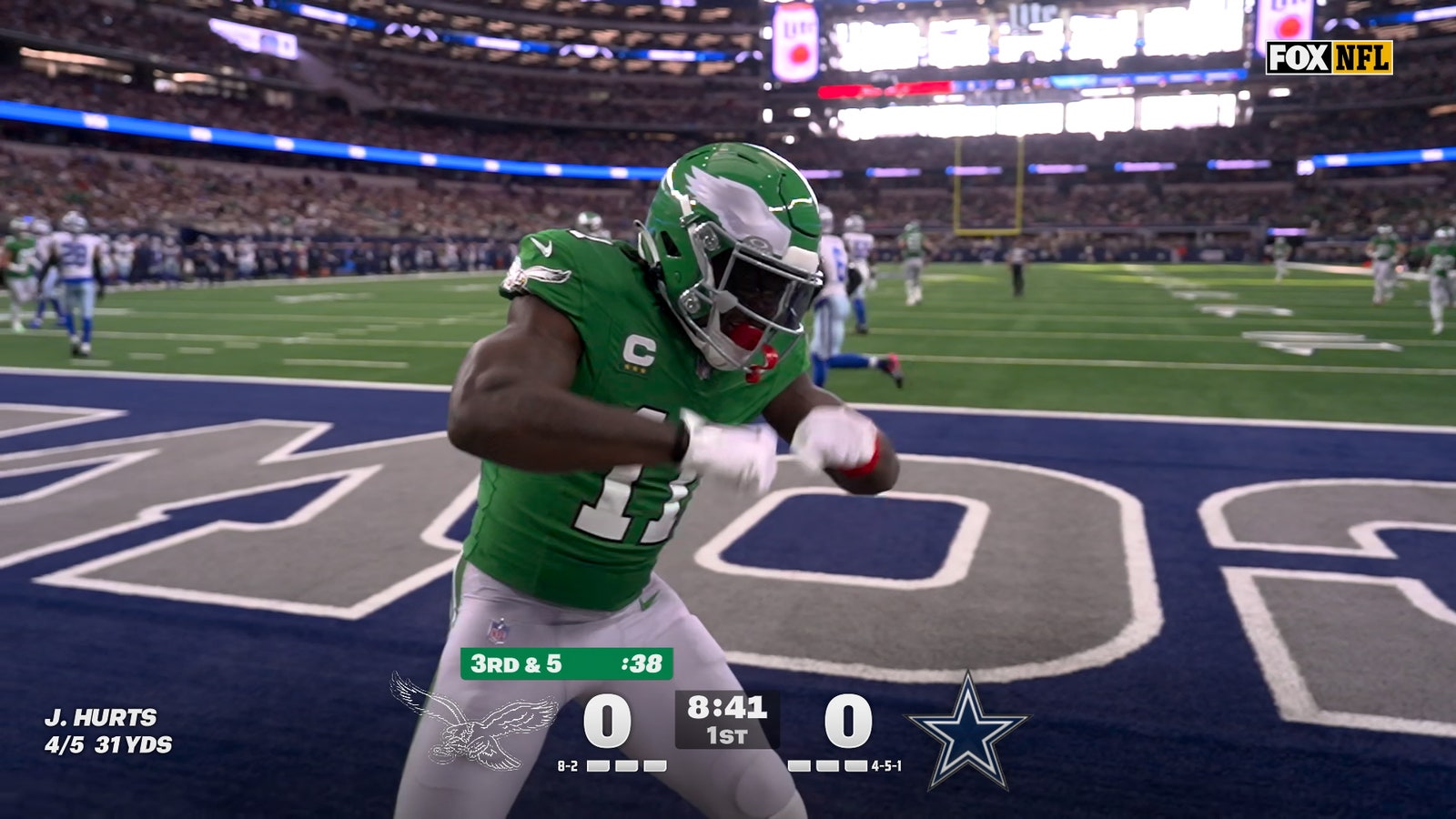 Jalen Hurts finds A.J. Brown for 16-yard TD, giving Eagles lead over Cowboys | NFL Highlights