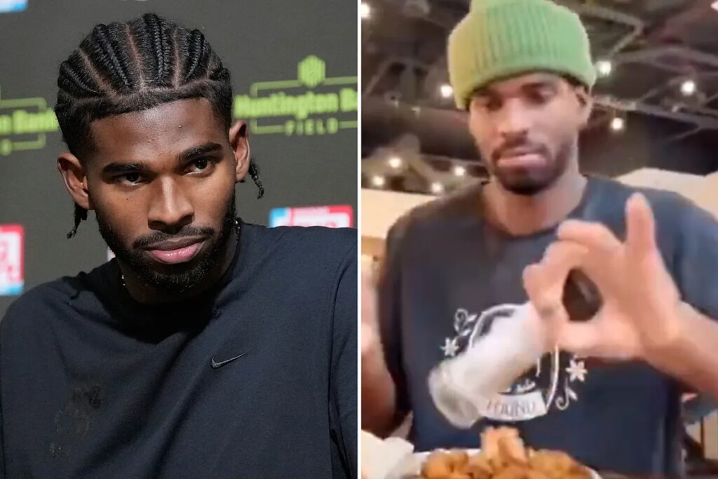 Shedeur Sanders notices something unpleasant on his silverware just seconds before eating his lunch