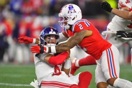 Jaxson Dart doesn’t learn his lesson, takes a brutal hit and sparks a massive brawl in the Patriots-Giants game