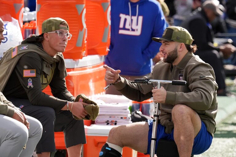 Cam Skattebo delivers an emotional message as he shows his steps after an ankle injury