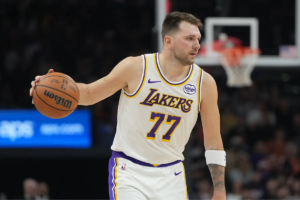 Luka Doncic reacts after the Lakers lose their clutch defensive rank