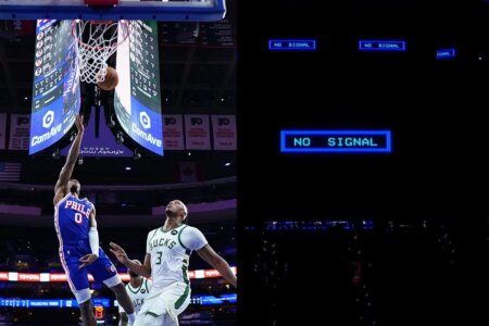 Sixers game disrupted after “hackers” seize control of arena screen