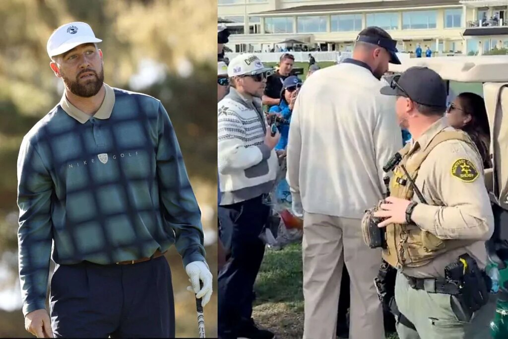 Travis Kelce accidentally hits a woman in back of the head with a golf ball