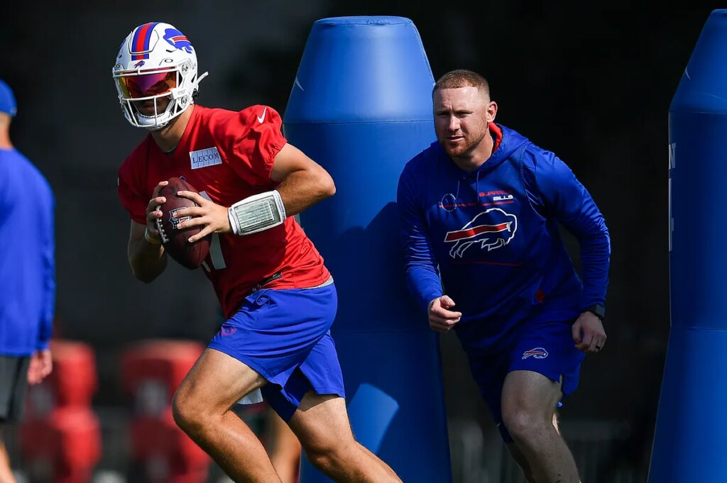 Joe Brady stuns Bills fans with his size that makes even Josh Allen seem small