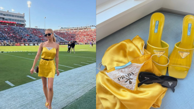 Landry Kiffin shows off her Prada dress and reacts to LSU’s loss with her $3,000 outfit taking center stage